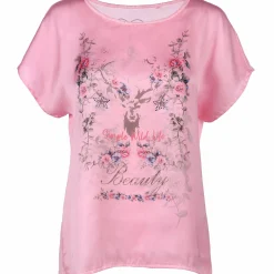 Damen Brandl Tracht Damen Trachtenshirt im Materialmix mit Frontprint