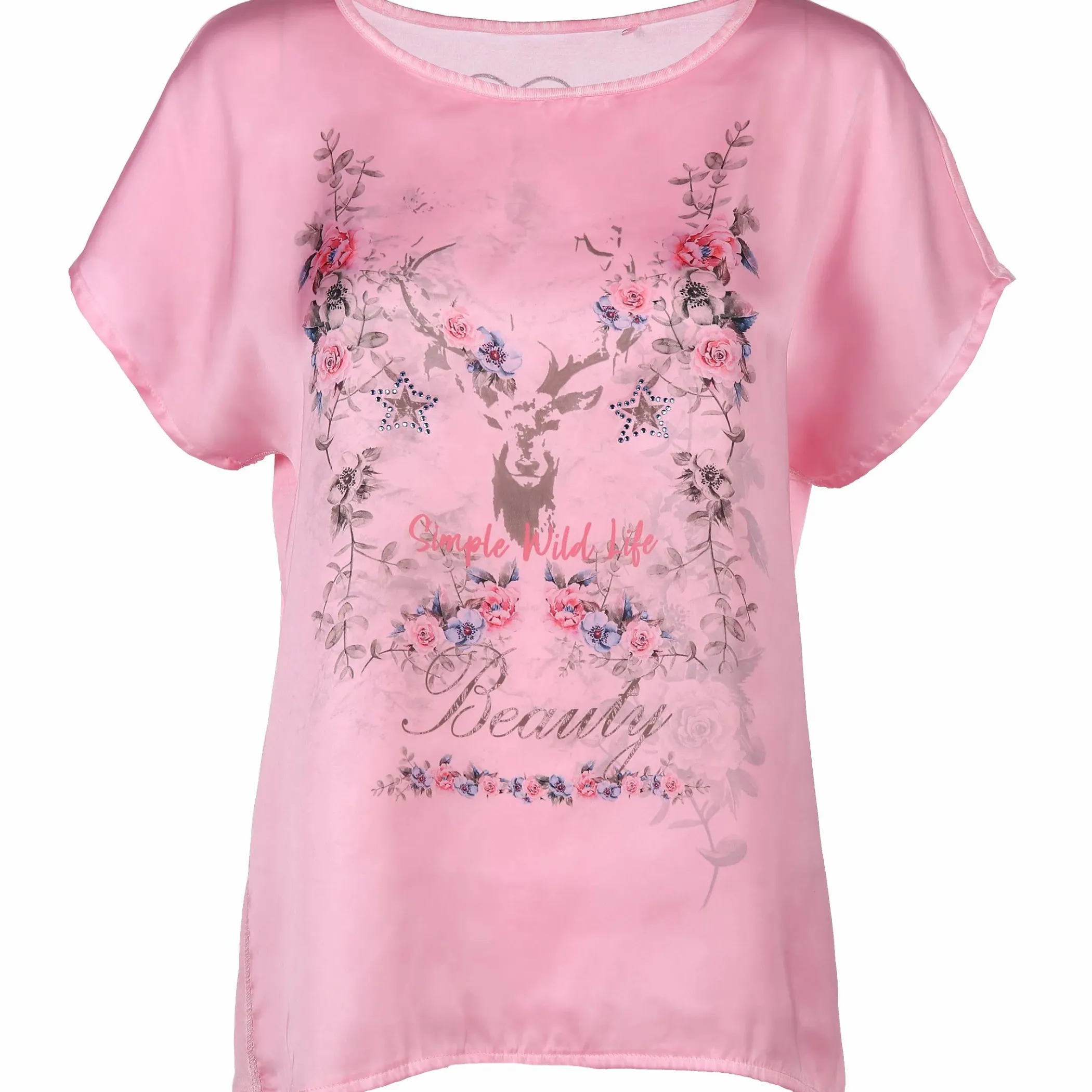 Damen Brandl Tracht Damen Trachtenshirt im Materialmix mit Frontprint