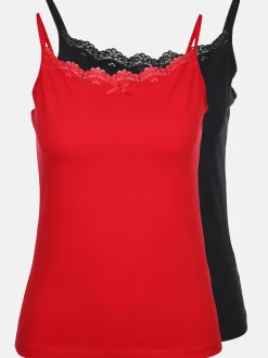 Damen Sure Damen Unterhemd mit Spitze im 2er Pack