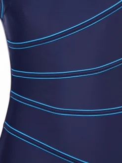 Damen Sonja Blank Große Größen Badeanzug mit farbigen Paspelstreifen