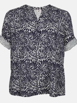 Damen Sonja Blank Große Größen Bluse mit Alloverprint