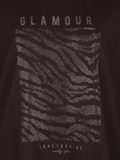 Damen Sonja Blank Große Größen Shirt mit Glitzersteinchen