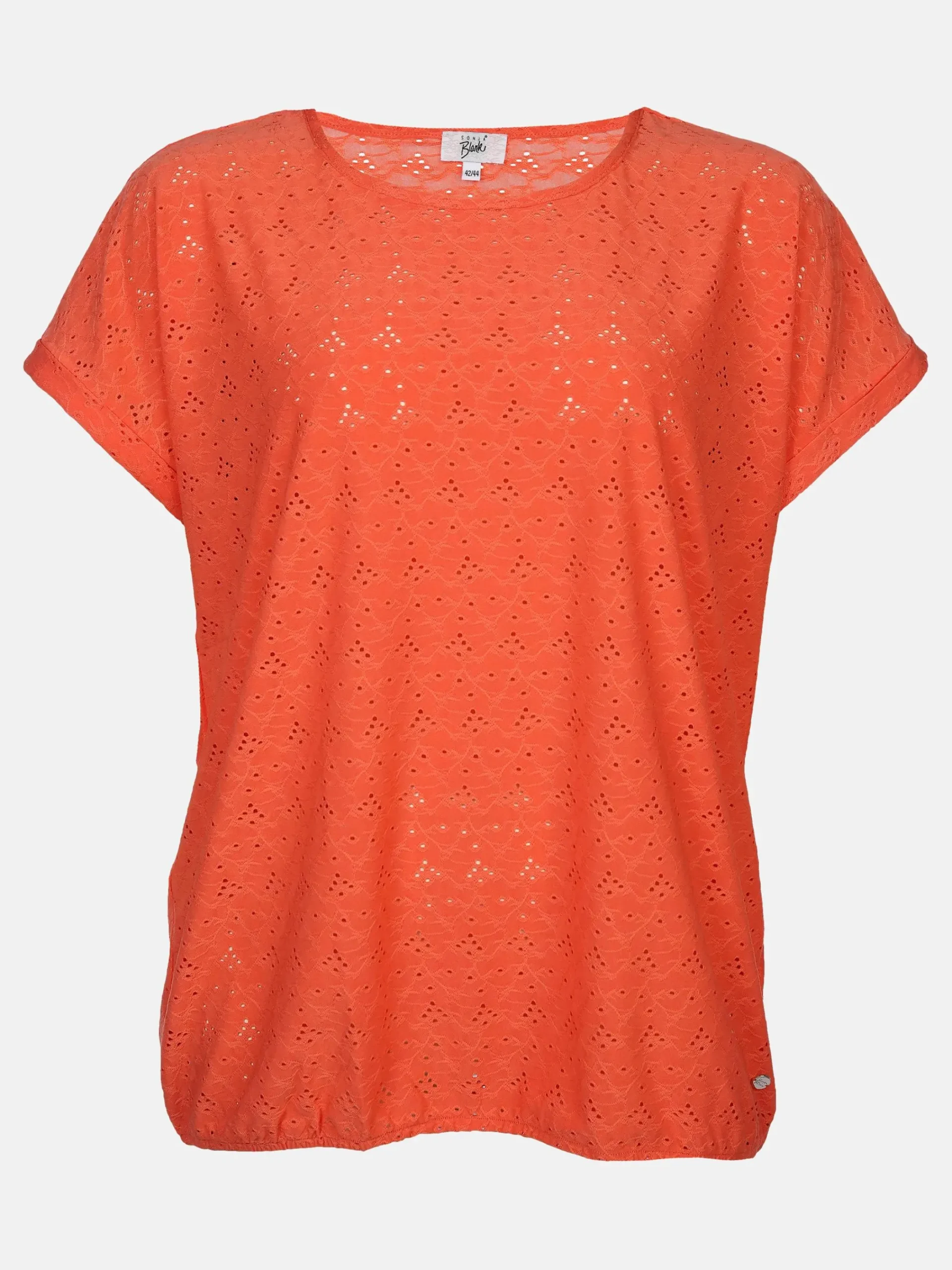 Damen Sonja Blank Große Größen Shirt mit Lochmuster