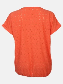 Damen Sonja Blank Große Größen Shirt mit Lochmuster