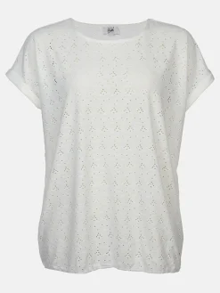 Damen Sonja Blank Große Größen Shirt mit Lochmuster