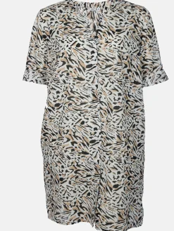 Damen Sonja Blank Große Größen Tunikakleid mit Musterprint