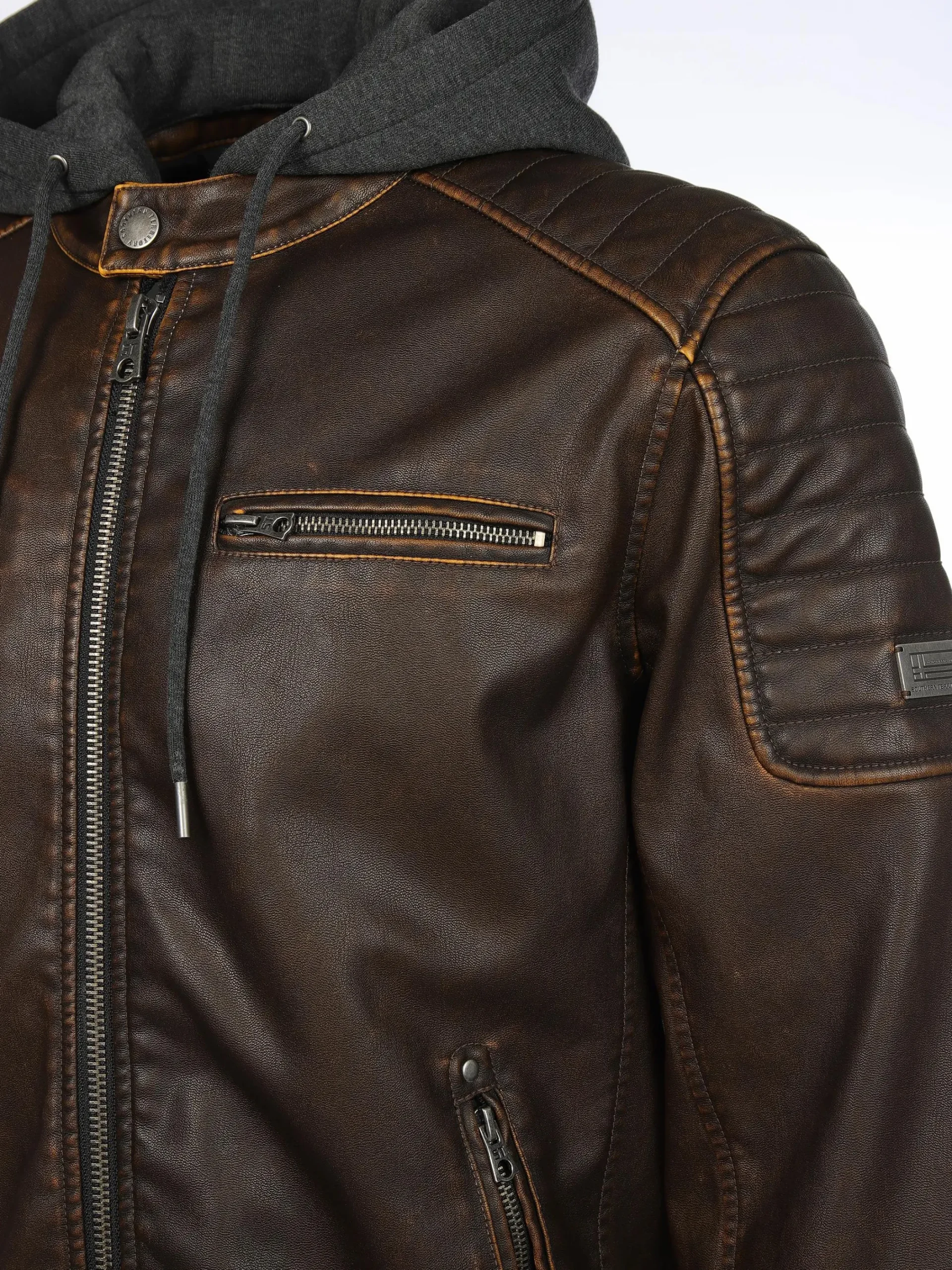 Herren Southern Territory Herren Bikerjacke mit abnehmbarer Kapuze