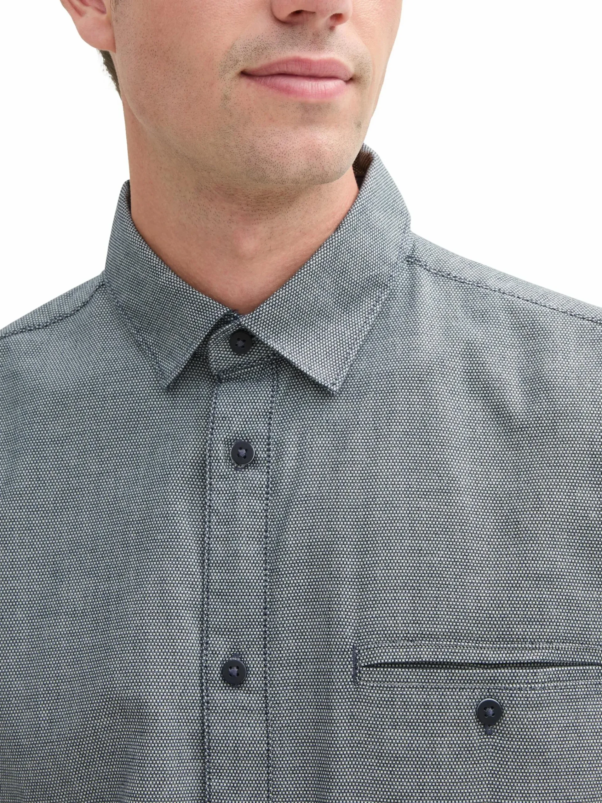 Herren Tom Tailor Herren Freizeithemd in ganz feiner Pünktchenstruktur
