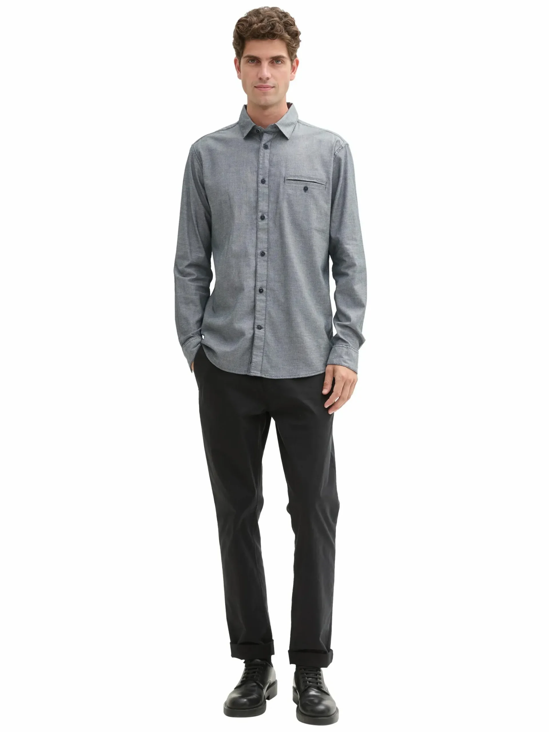 Herren Tom Tailor Herren Freizeithemd in ganz feiner Pünktchenstruktur