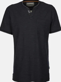 Herren Jim Spencer Herren Henleyshirt in melierter Streifenoptik