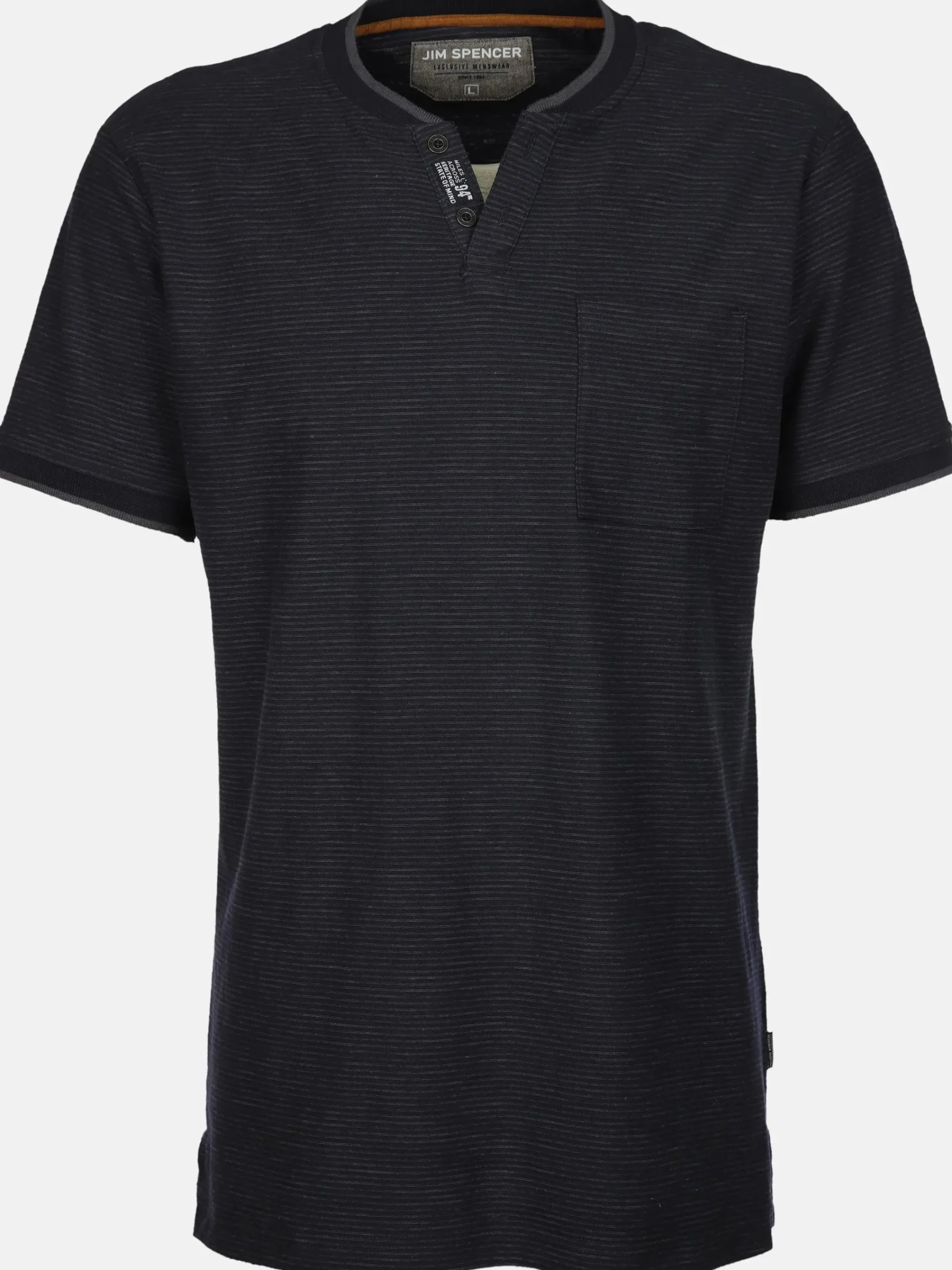 Herren Jim Spencer Herren Henleyshirt in melierter Streifenoptik