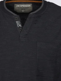 Herren Jim Spencer Herren Henleyshirt in melierter Streifenoptik