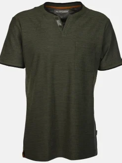 Herren Jim Spencer Herren Henleyshirt in melierter Streifenoptik