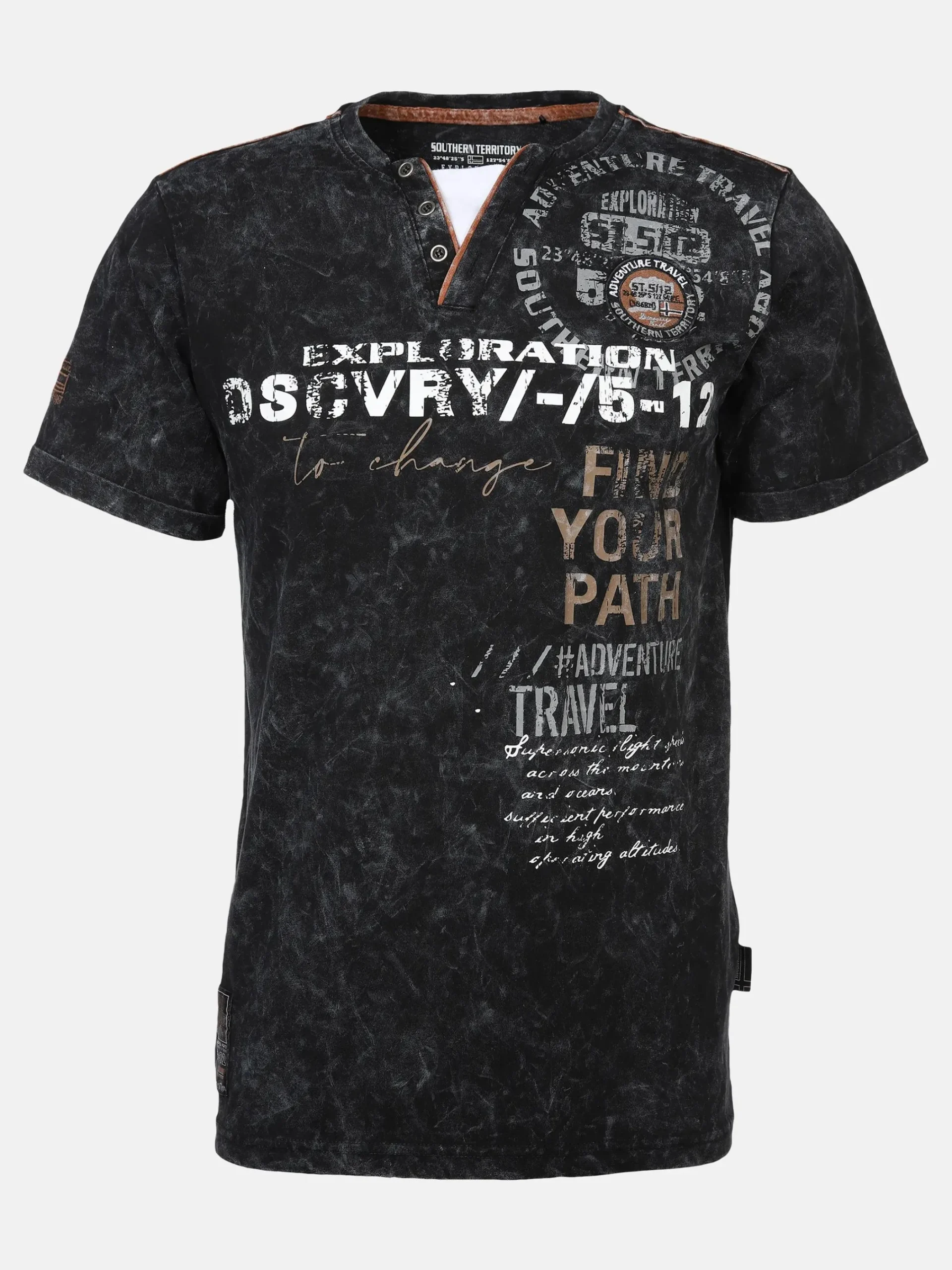 Herren Southern Territory Herren Henleyshirt in Used 2in1 Optik