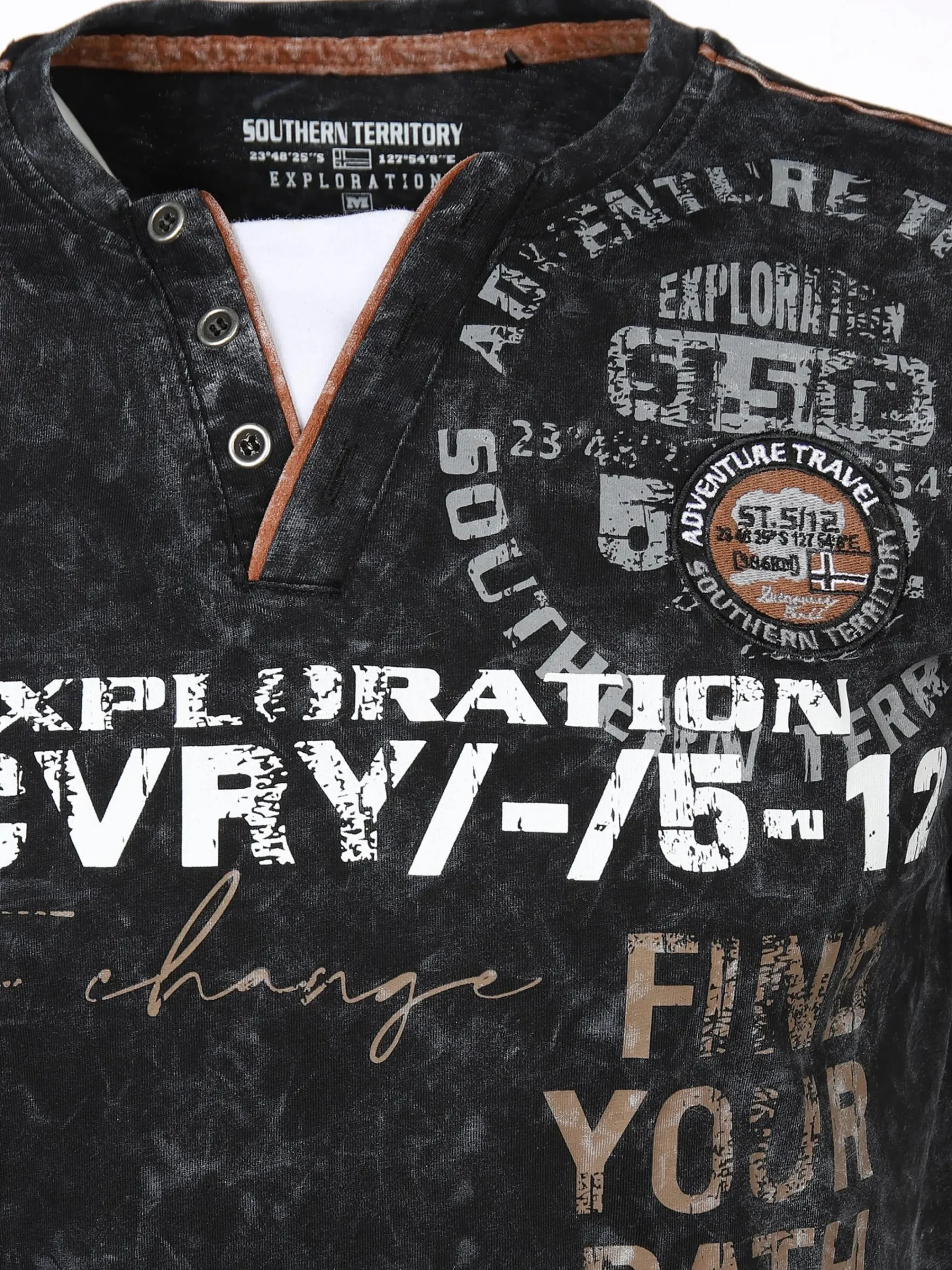 Herren Southern Territory Herren Henleyshirt in Used 2in1 Optik