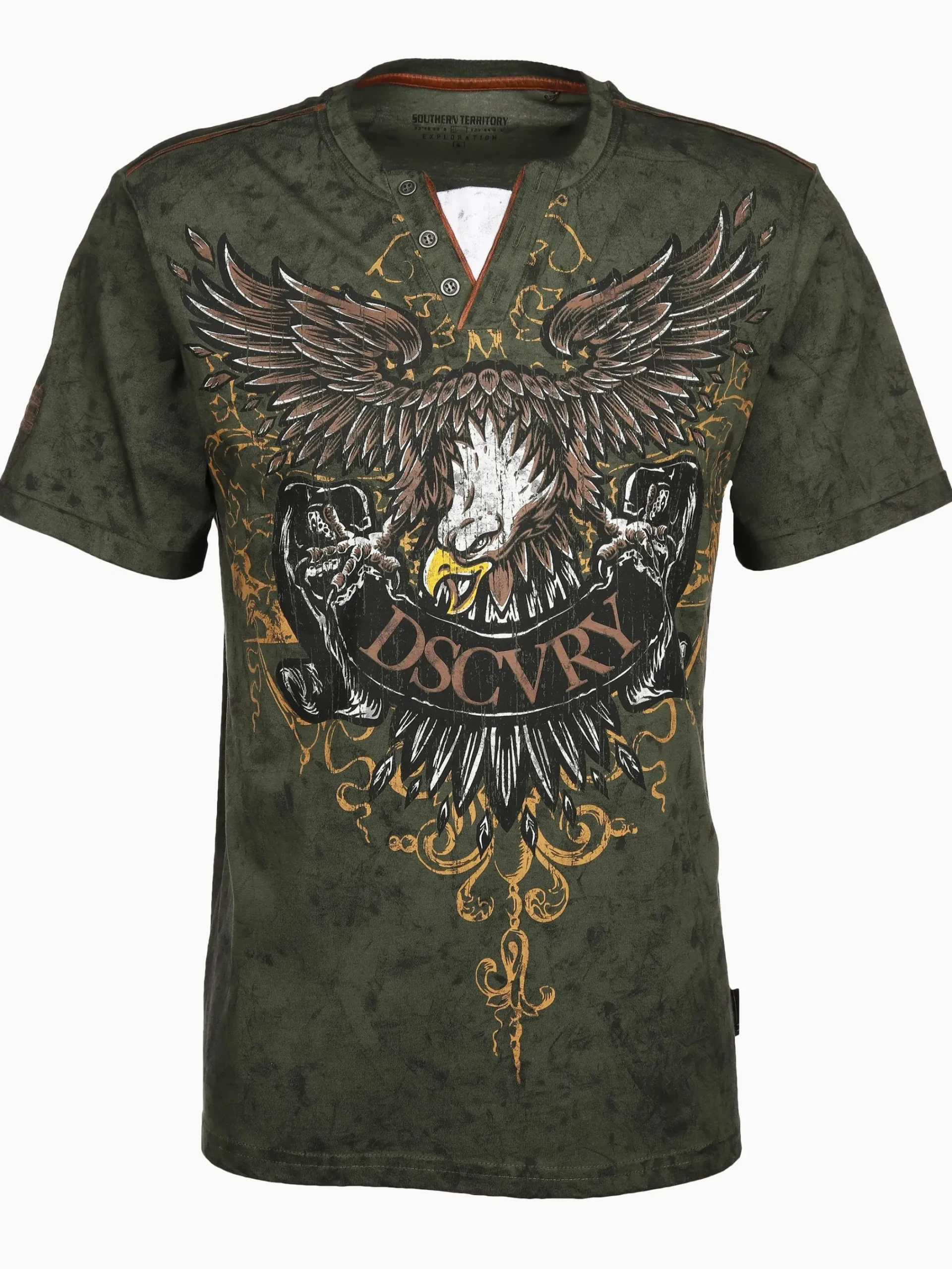 Herren Southern Territory Herren Henleyshirt mit auffälligem Frontprint