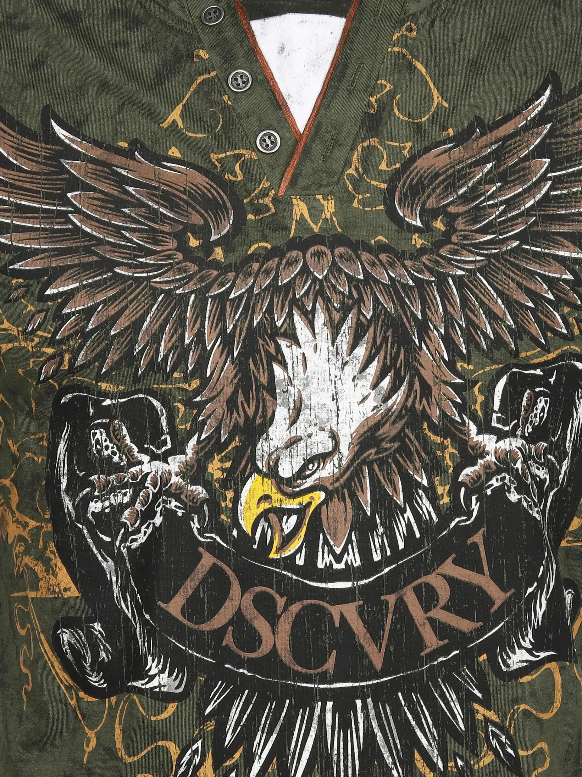 Herren Southern Territory Herren Henleyshirt mit auffälligem Frontprint