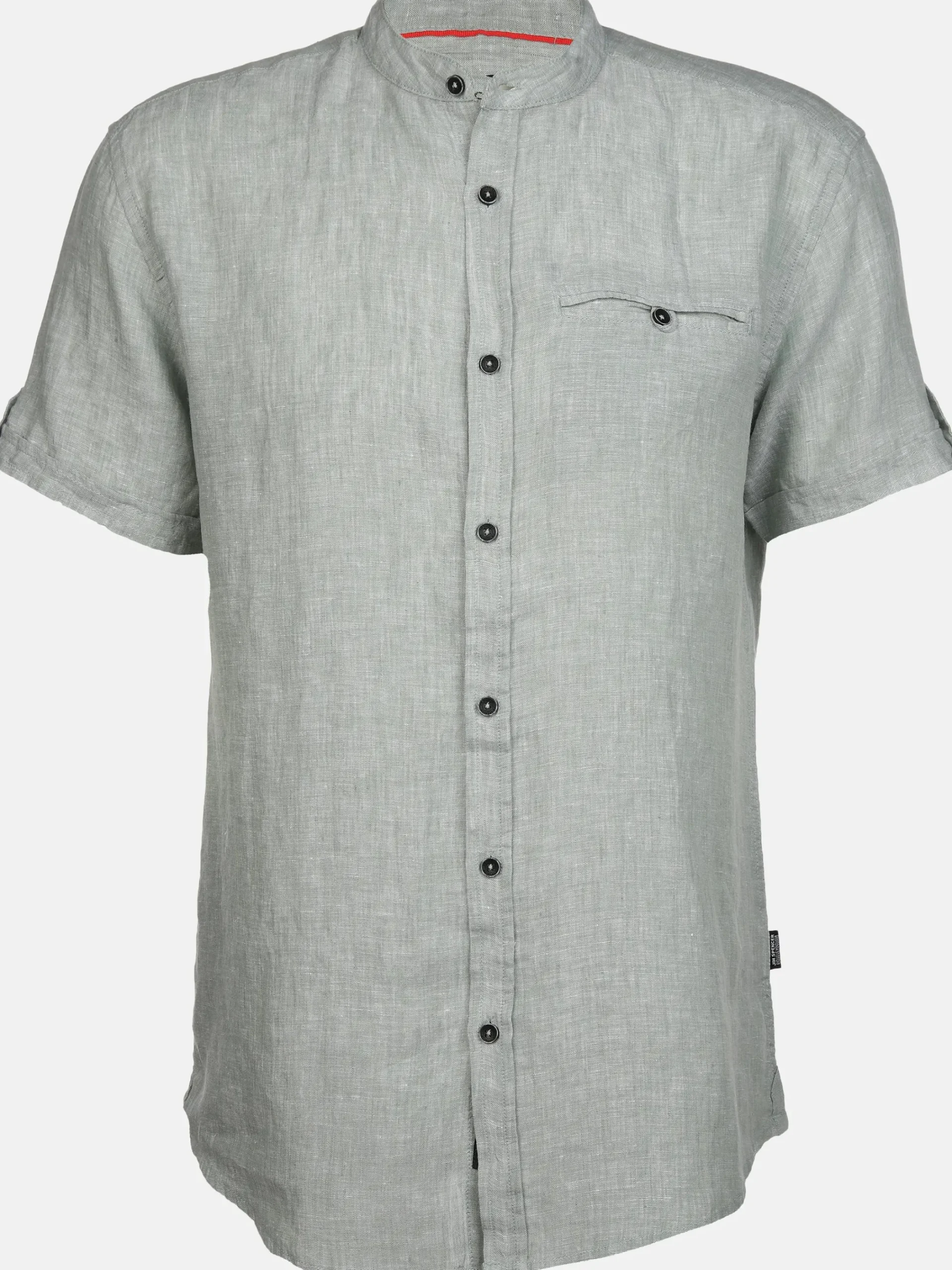 Herren Jim Spencer Herren Leinenhemd mit Stehkragen