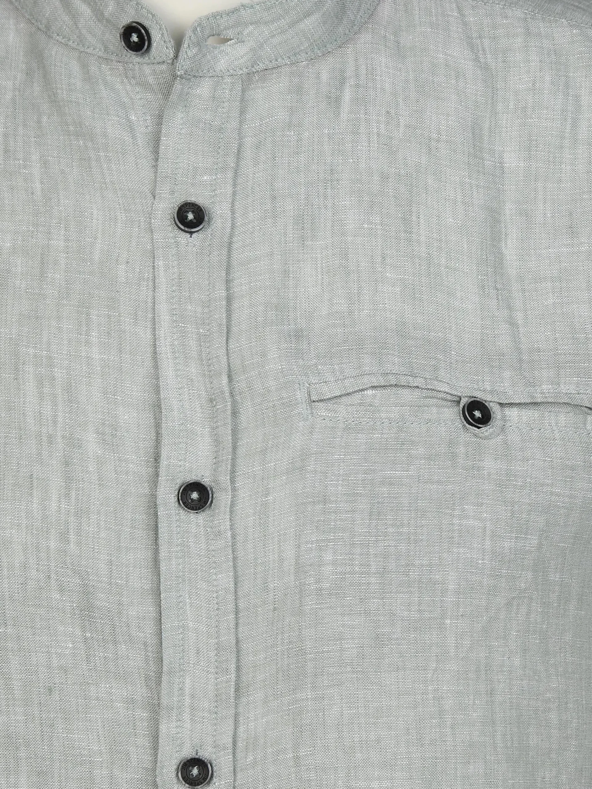 Herren Jim Spencer Herren Leinenhemd mit Stehkragen