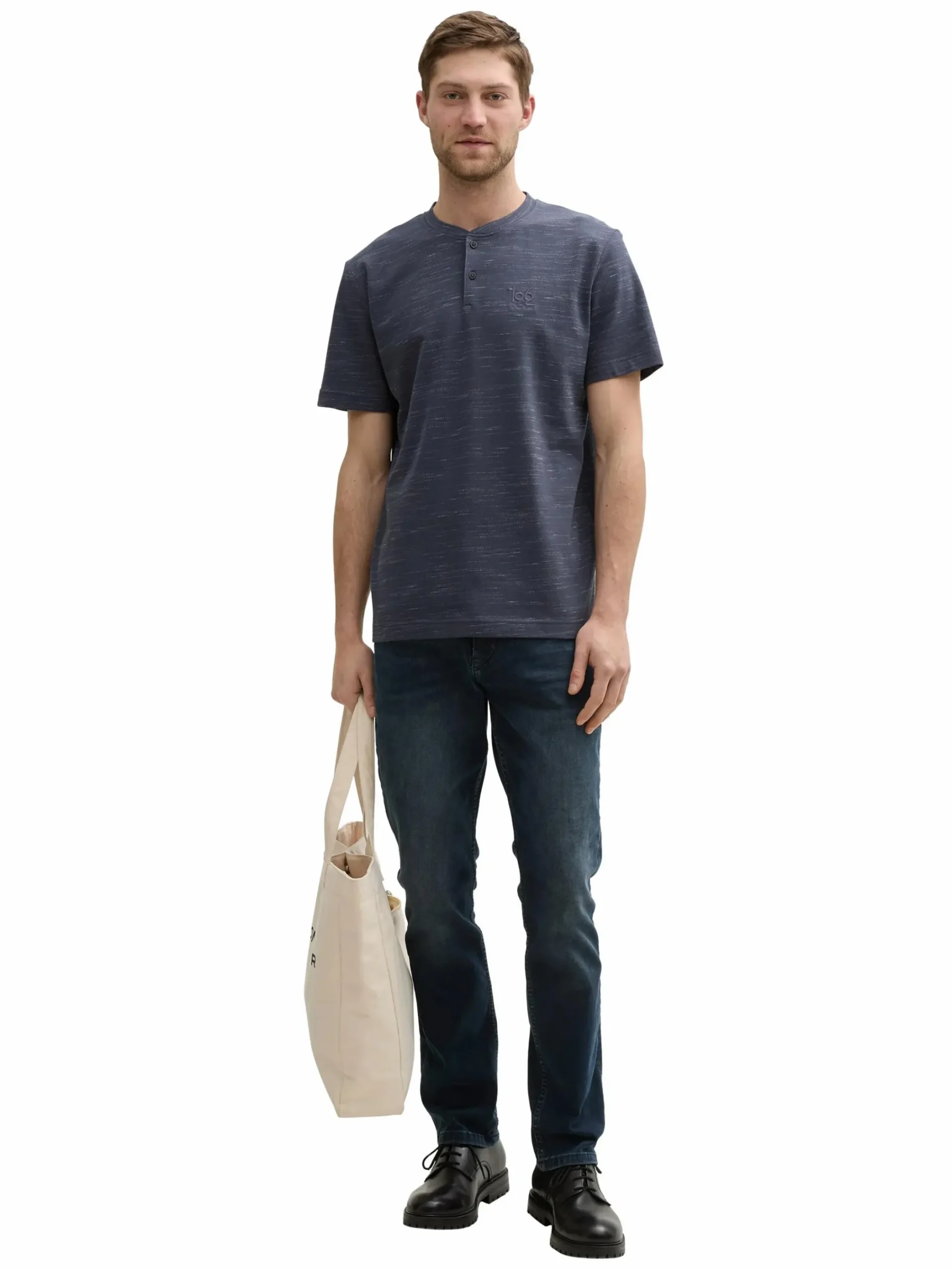 Herren Tom Tailor Herren Shirt mit kurzer Knopfleiste