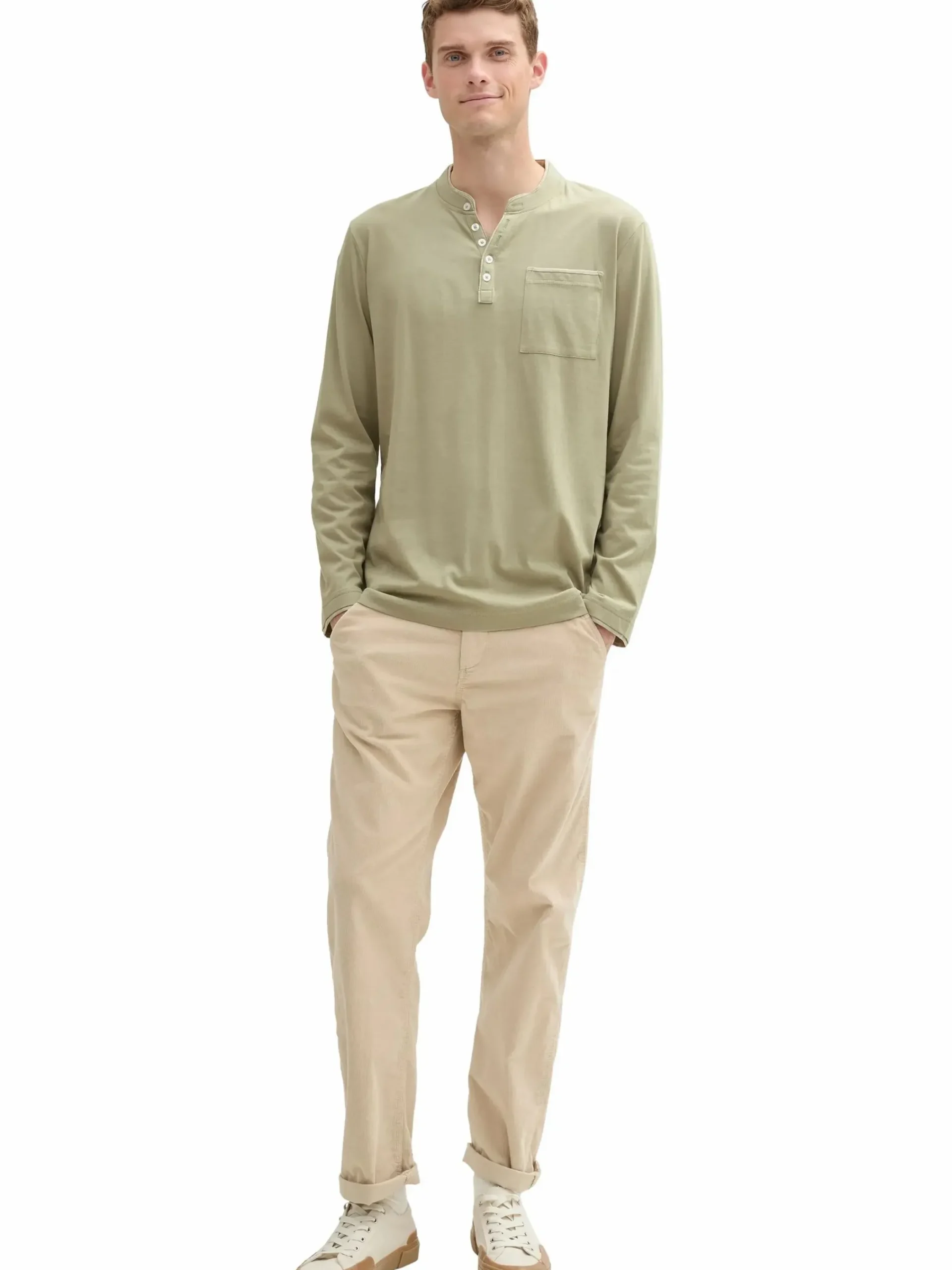 Herren Tom Tailor Herren Shirt mit Serafinoausschnitt