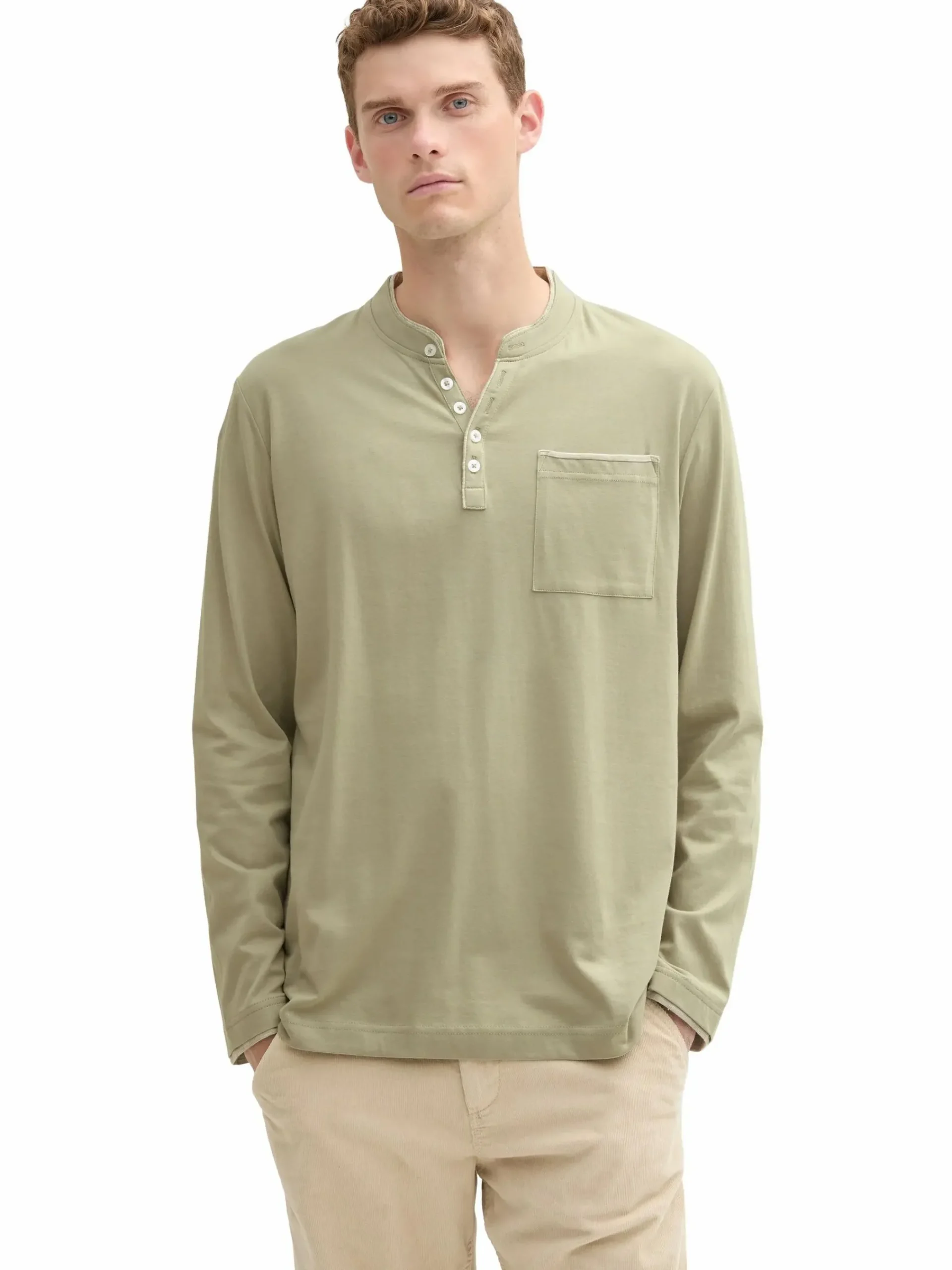 Herren Tom Tailor Herren Shirt mit Serafinoausschnitt