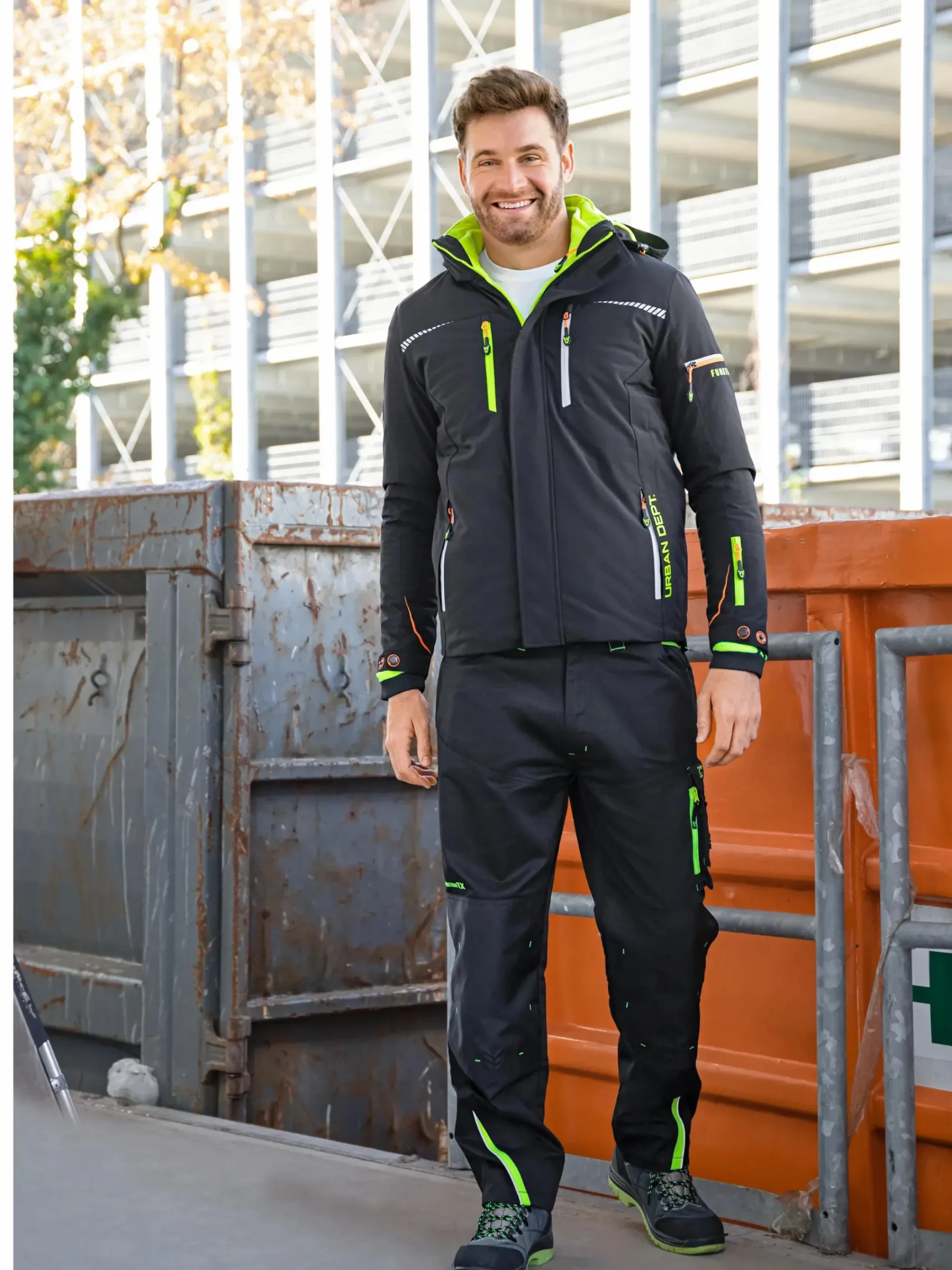 Herren Worker Herren Thermo Arbeitsjacke mit Neondetails
