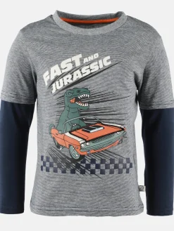 Kinder Bubble Gum Jungen Langarmshirt mit Dinoprint im 2in1 Look