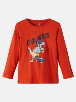 Kinder name it Jungen Langarmshirt mit Frontprint und Applikation