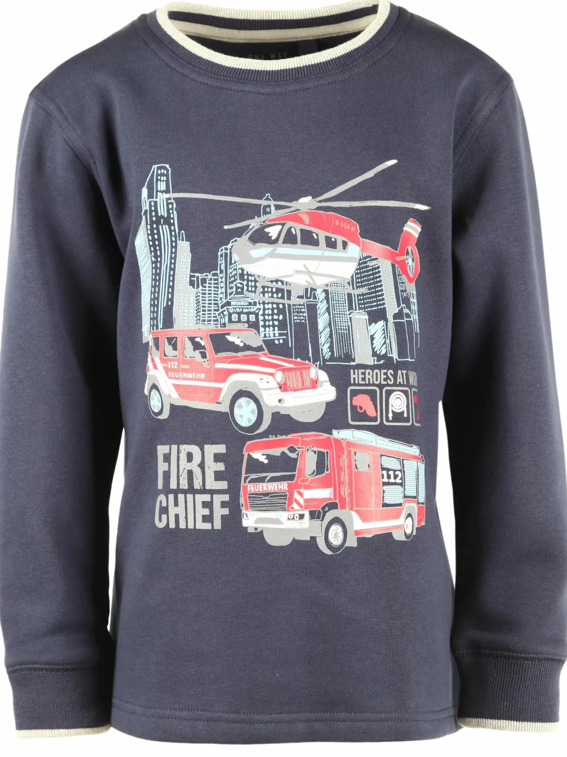 Kinder One Way Jungen Sweatshirt mit Feuerwehrprint