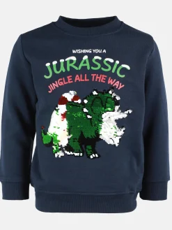 Kinder Stop + Go Jungen Weihnachts-Sweatshirt mit Pailletten und Printmotiv