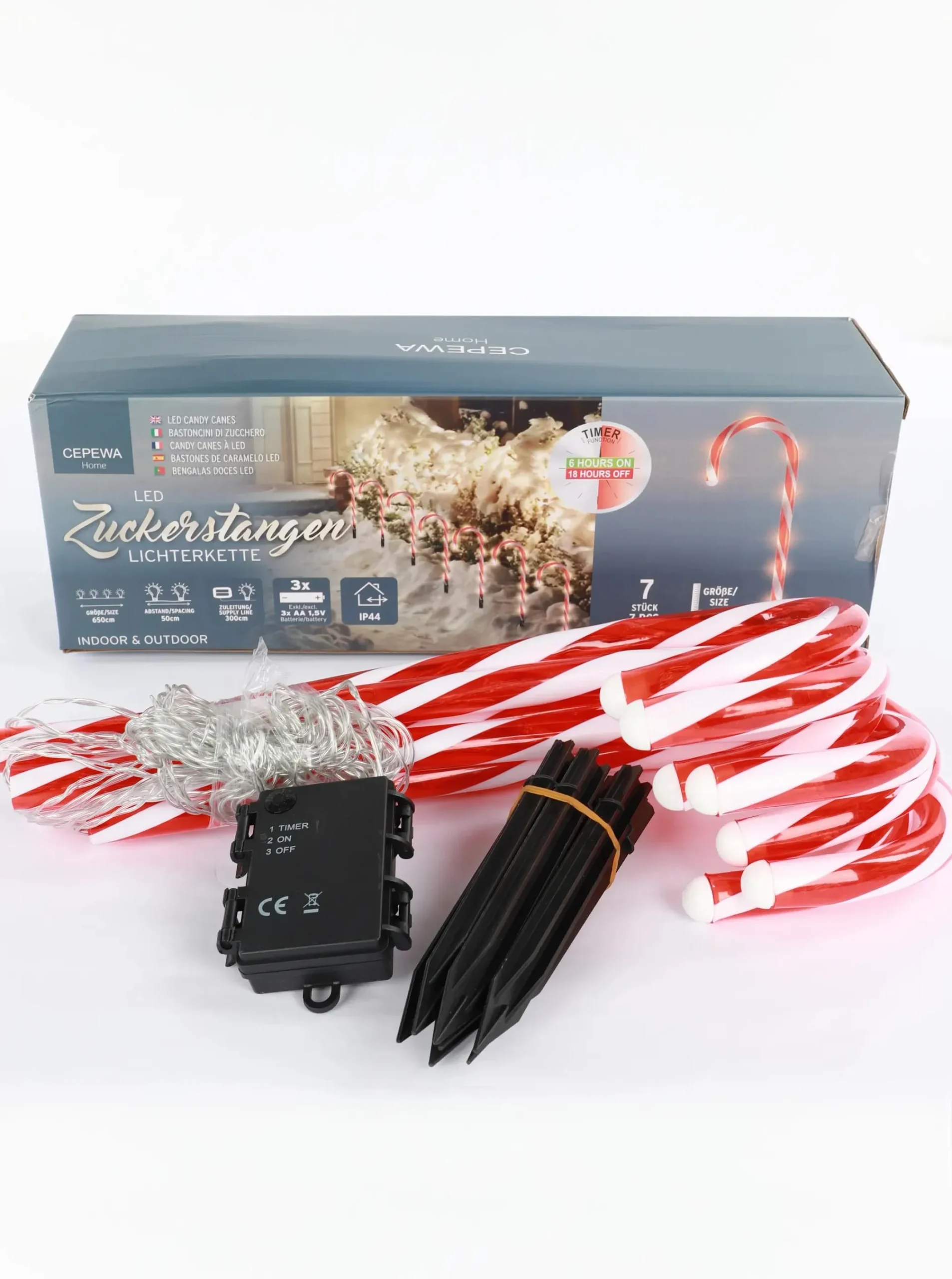 Weihnachten LED Zuckerstangen Lichterkette, Outdoor 7er
