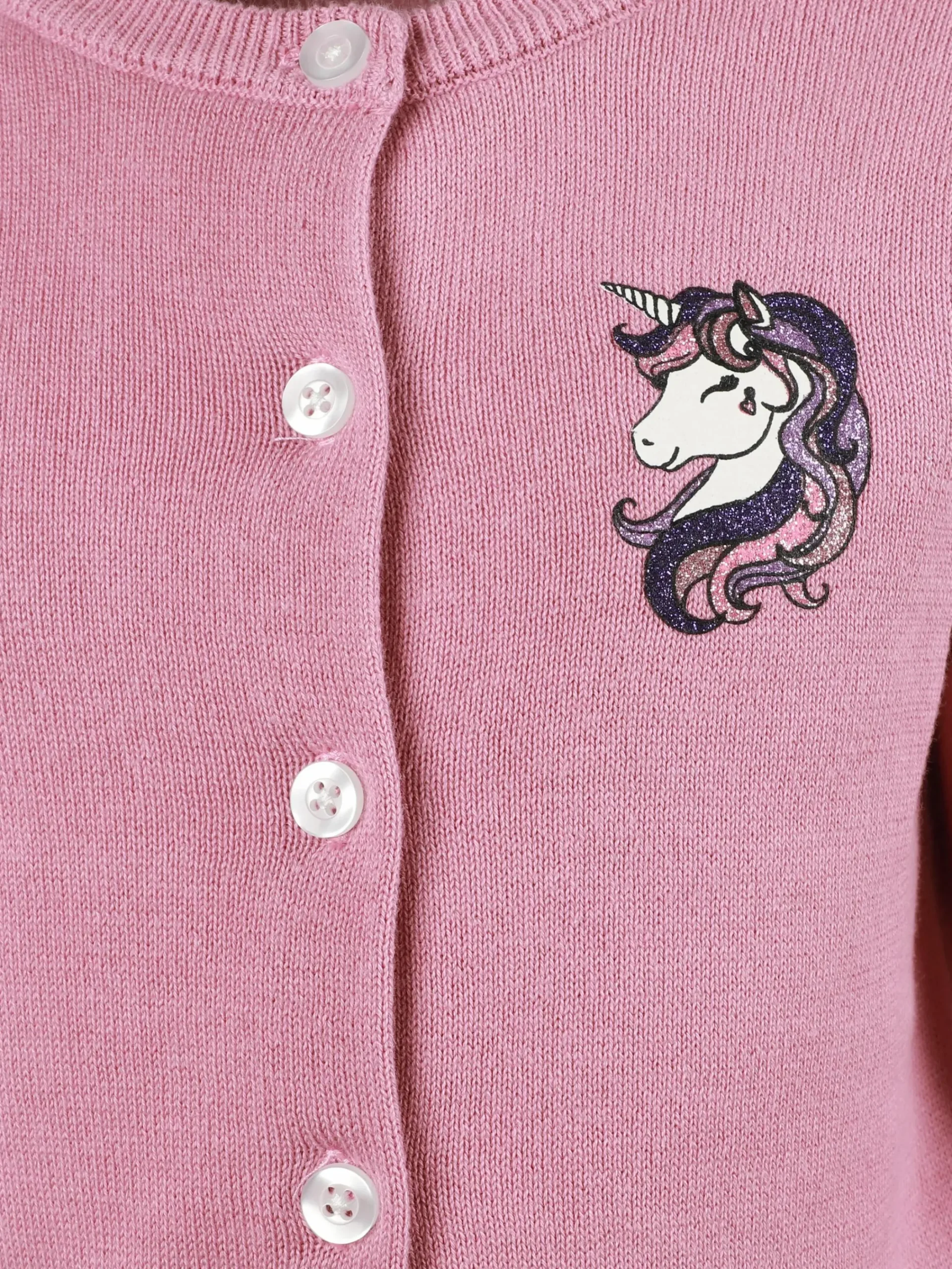 Kinder One Way Mädchen Cardigan mit Glittereinhornprint