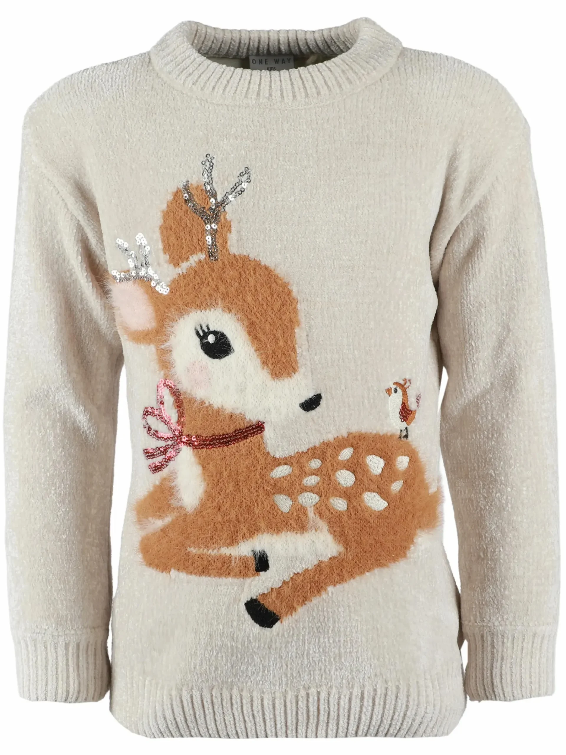 Kinder One Way Mädchen Chenille Pullover mit Paillettenmotiv