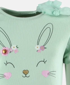 Kinder Bubble Gum Mädchen Kleid mit Hasenprint und Chiffonüberrock