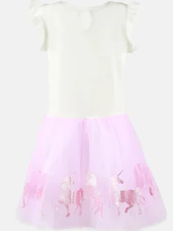 Kinder Bubble Gum Mädchen Kleid mit Tüllüberrock und Einhornprint