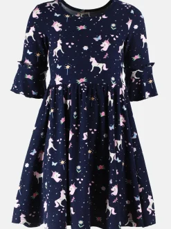 Kinder Bubble Gum Mädchen Kleid mit Volants im Minimalprint