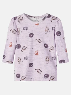 Kinder name it Mädchen Langarmshirt mit Katzenprint