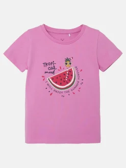 Kinder name it Mädchen Shirt mit Frontprint und Applikation