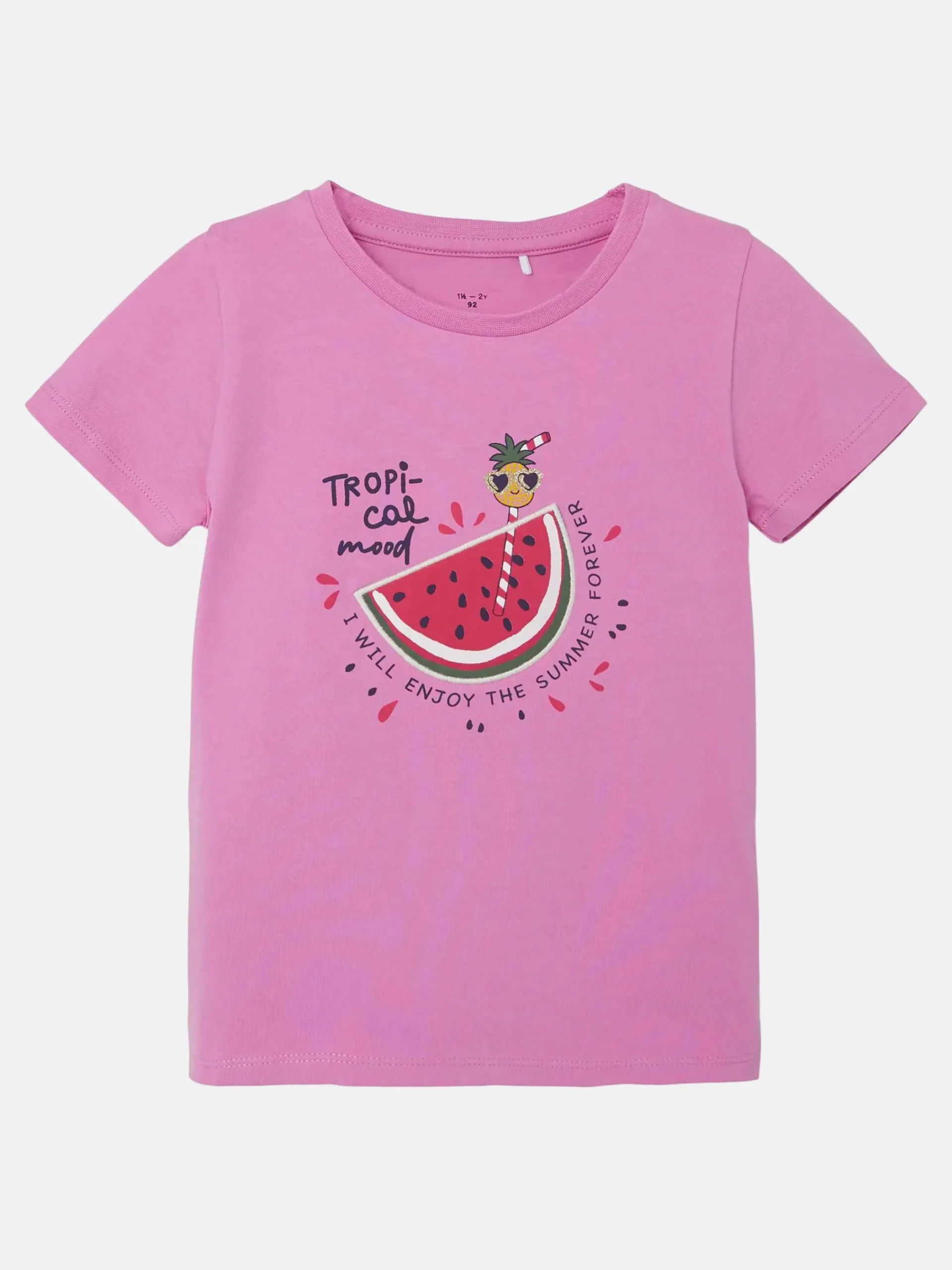 Kinder name it Mädchen Shirt mit Frontprint und Applikation