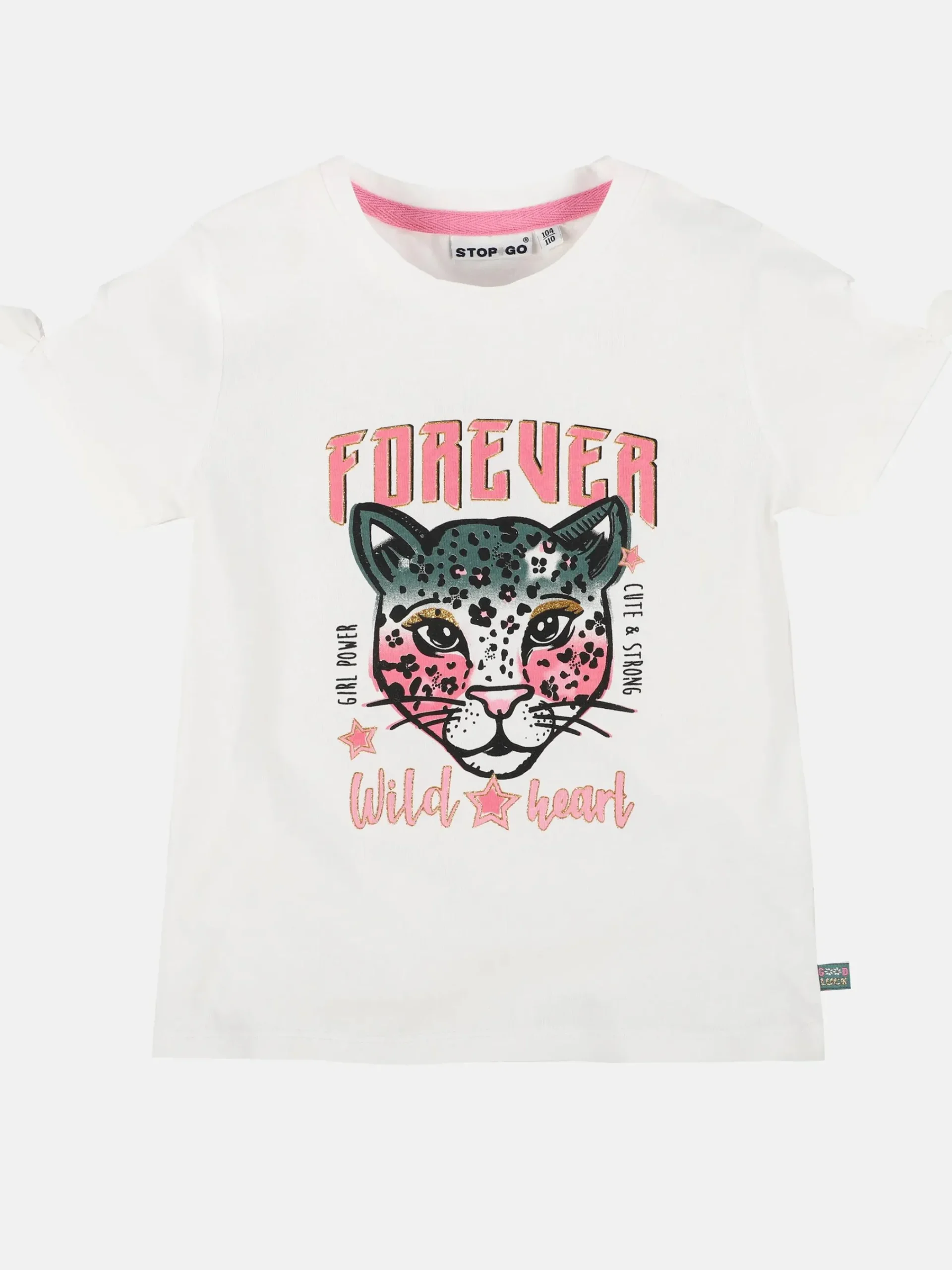 Kinder Stop + Go Mädchen Shirt mit Glitzerprint