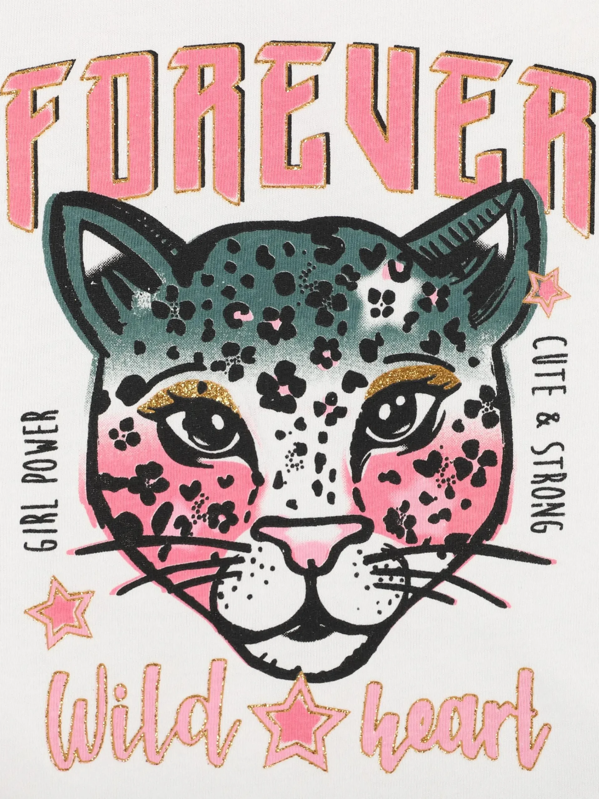 Kinder Stop + Go Mädchen Shirt mit Glitzerprint