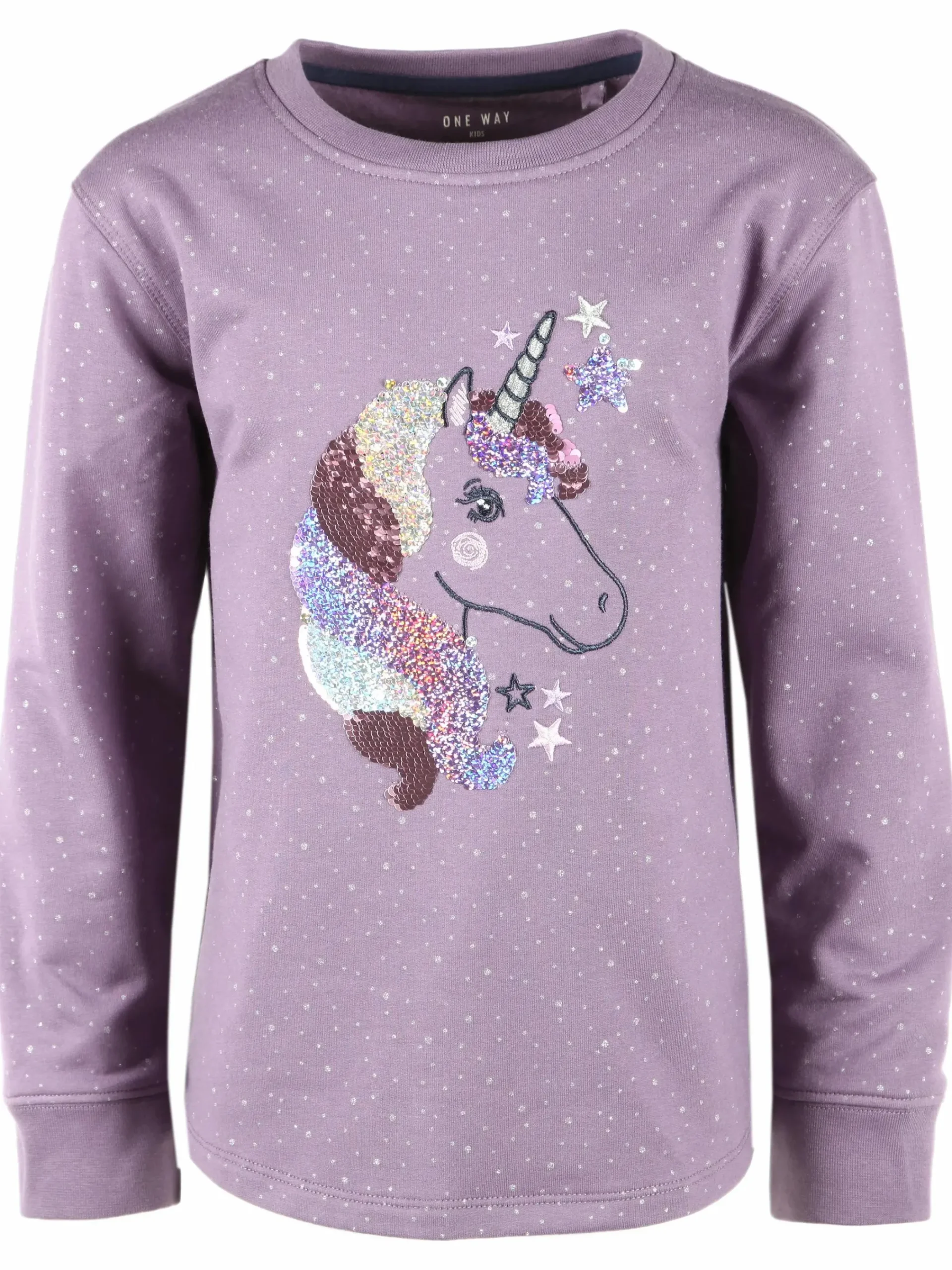Kinder One Way Mädchen Sweatshirt mit Einhorn Pailletten-Applikation