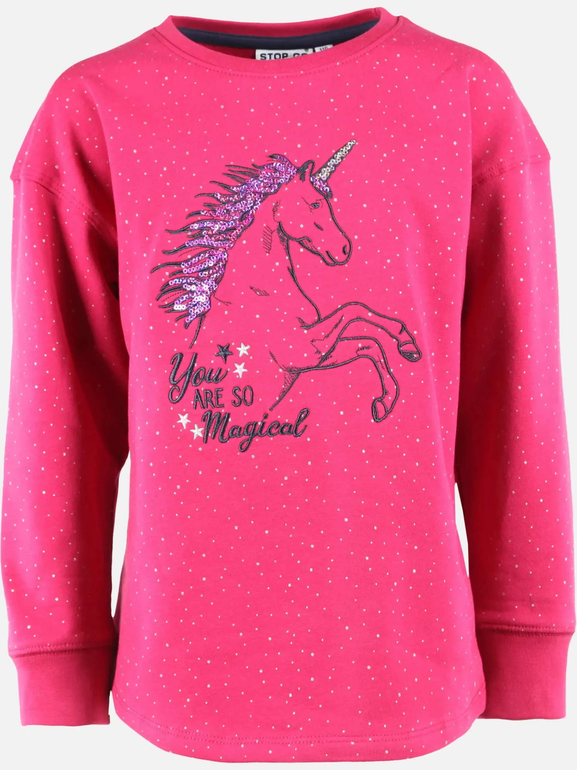 Kinder Stop + Go Mädchen Sweatshirt mit Paillettenmotiv und Stickerei