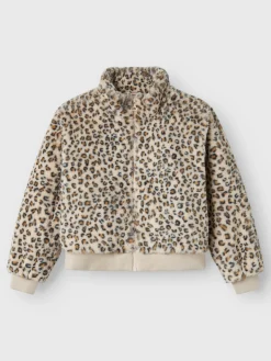 Kinder name it Mädchen Teddyjacke mit Leoprint