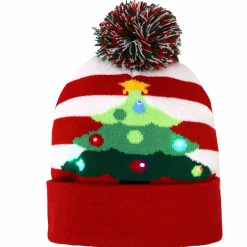 Kinder Stop + Go Mütze im weihnachtlichen Stil mit Bommel