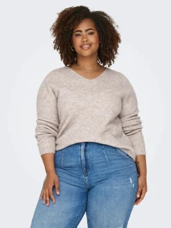 Damen Only Carmakoma CARCAMILLA V-NECK L/S Strickpullover