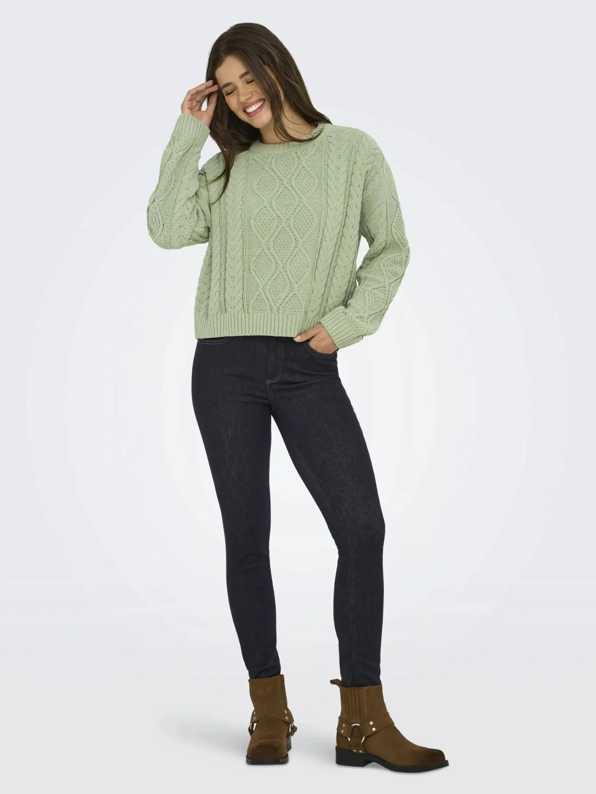 Damen Only ONLELLY LIFE LS CABLE Strickpullover