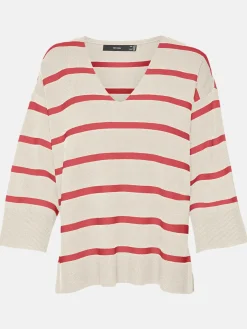 Damen Vero Moda VMSABA 3/4 V-NCK STRI Strickpullover