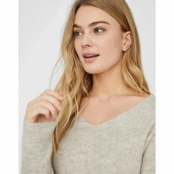Damen Vero Moda VMCREWLEFILE LS V-NEC Strickpullover